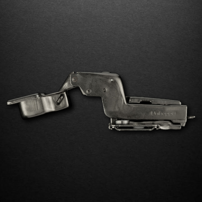 Вкладная 3D петля UNIHOPPER HUTTON с регулируемым доводчиком, 45мм, с декоративной накладкой, черный никель